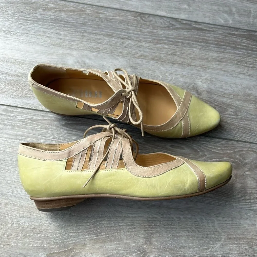 Fidji Lace Up Mary Jane Leather Flats Made in Portugal - Picture 3 of 16